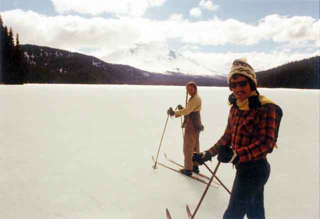 Larry Nagel and friend skiing on Spirit Lake on the cusp of the 1980 eruption of Mt. St. Helens and the morning of another brush with mortality.