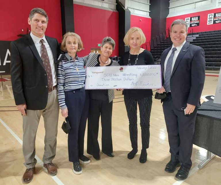 From left, Matt Sayre, Charlene Riehm Trotman, Janet Fratella, Marvel Riehm Bartley and Rick Bailey. SOU photo