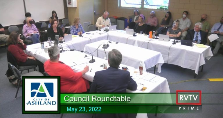 The Ashland City Council meets Monday as shown in a screenshot from the RVTV cablecast.