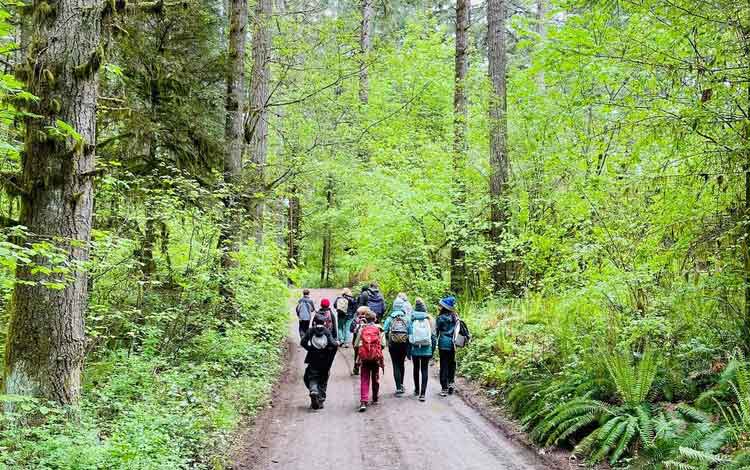 Students from the school formerly known as John Muir Outdoor School, now known as TRAILS Outdoor School, on one of the school's regular outdoor education outings. Ashland School District photo