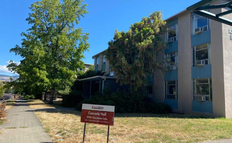 The Cascade residence complex at SOU has approximately 194,000 gross square feet of floor area that formerly housed about 500 SOU students. It was constructed in phases between 1960 and 1966. Ashland.news photo by Holly Dillemuth