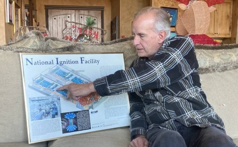 Richard Sawicki discusses a portion of the National Ignition Facility, which he helped design and, earlier this month, recorded a historic fusion reaction. Ashland.news photo by Ryan Pfeil