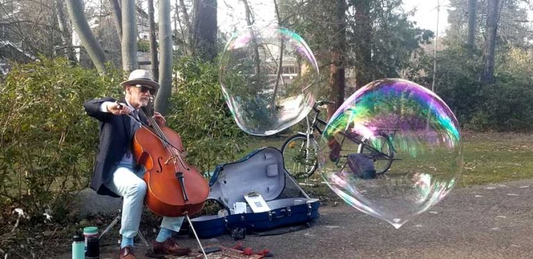 Ashland cellist Daniel Sperry plays at Lithia Park