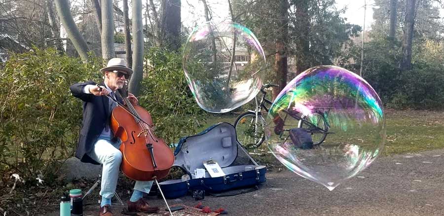 Ashland cellist Daniel Sperry plays at Lithia Park