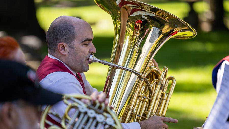 The Ashland Band played patriotic music before and throughout the Ashland American Legion’s Memorial Day Observance at Mountain View Cemetery Monday. Bob Palermini photo