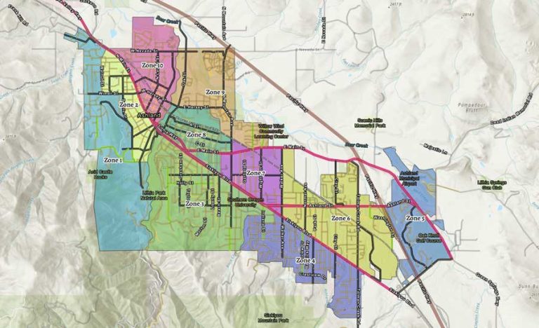Ashland fire evacuation zones. For a high resolution, address-searchable map, go to bit.ly/ashevacmap.