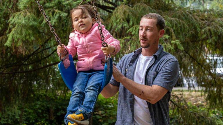 Casey Albright pushes his daughter Breanna on the swings at the Lithia Park playground. Bob Palermini photo
