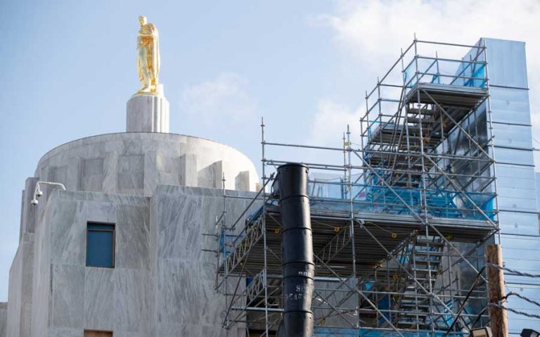 Construction at the Oregon State Capitol in Salem on Feb. 15, 2023. Oregon Capital Chronicle photo by Amanda Loman