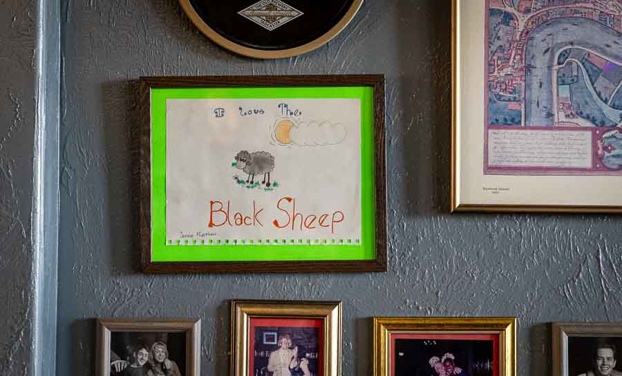 Among the hundreds of items decorating the walls of the Black Sheep restaurant is an endorsement from a fan. Ashland.news photo by Bob Palermini