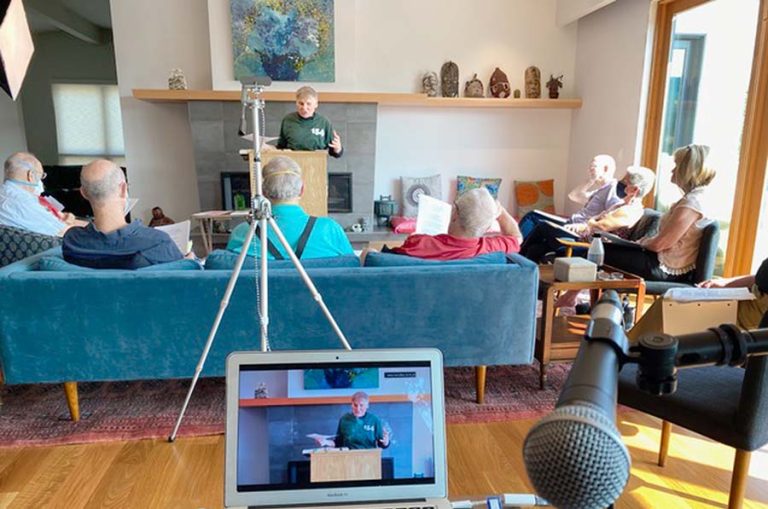 Barry Kraft conducts his first Shakespeare workshop in 2021 with a Zoom assist during the pandemic. His upcoming workshop on "Much Ado About Nothing" and "Macbeth" is set for Sept. 14-15 in Ashland. Tyrone Wilson photo