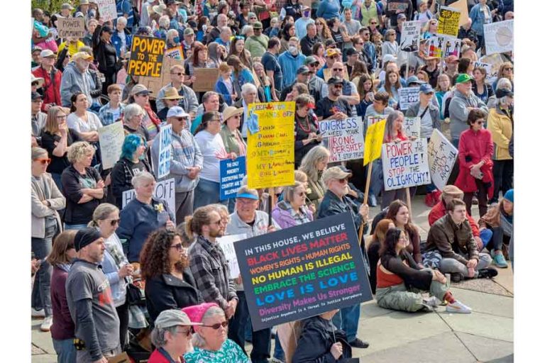 Organizers estimated more than 1,000 people joined a protest in Hillsboro. Photo by Chas Hundley/News in the Grove