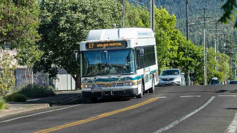 Rogue Valley Transportation District’s Route 17 bus drives on North Mountain Avenue in June. The line will be discontinued as of Sept. 2. Ashland.news photo by Bob Palermini