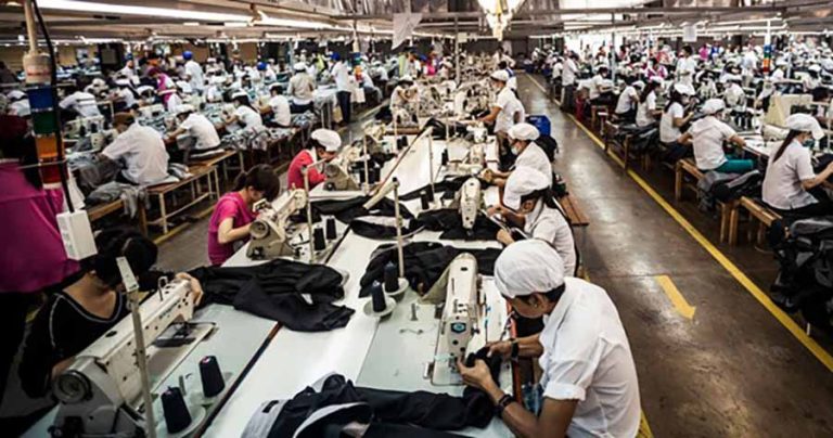 Forced labor in a Chinese garment factory. Image from Baptist World Aid Australia