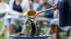 The Water Ceremony honors ancestors and unknown souls. Ashland.news photo by Bob Palermini