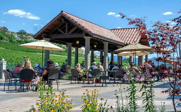 Many Rogue Valley wineries invite visitors to savor wine tastings amid beautiful outdoor settings, such as the pavilion at Belle Fiore Winery. Courtesy photo